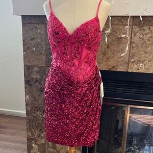 Elegant Pink Sequin Dress